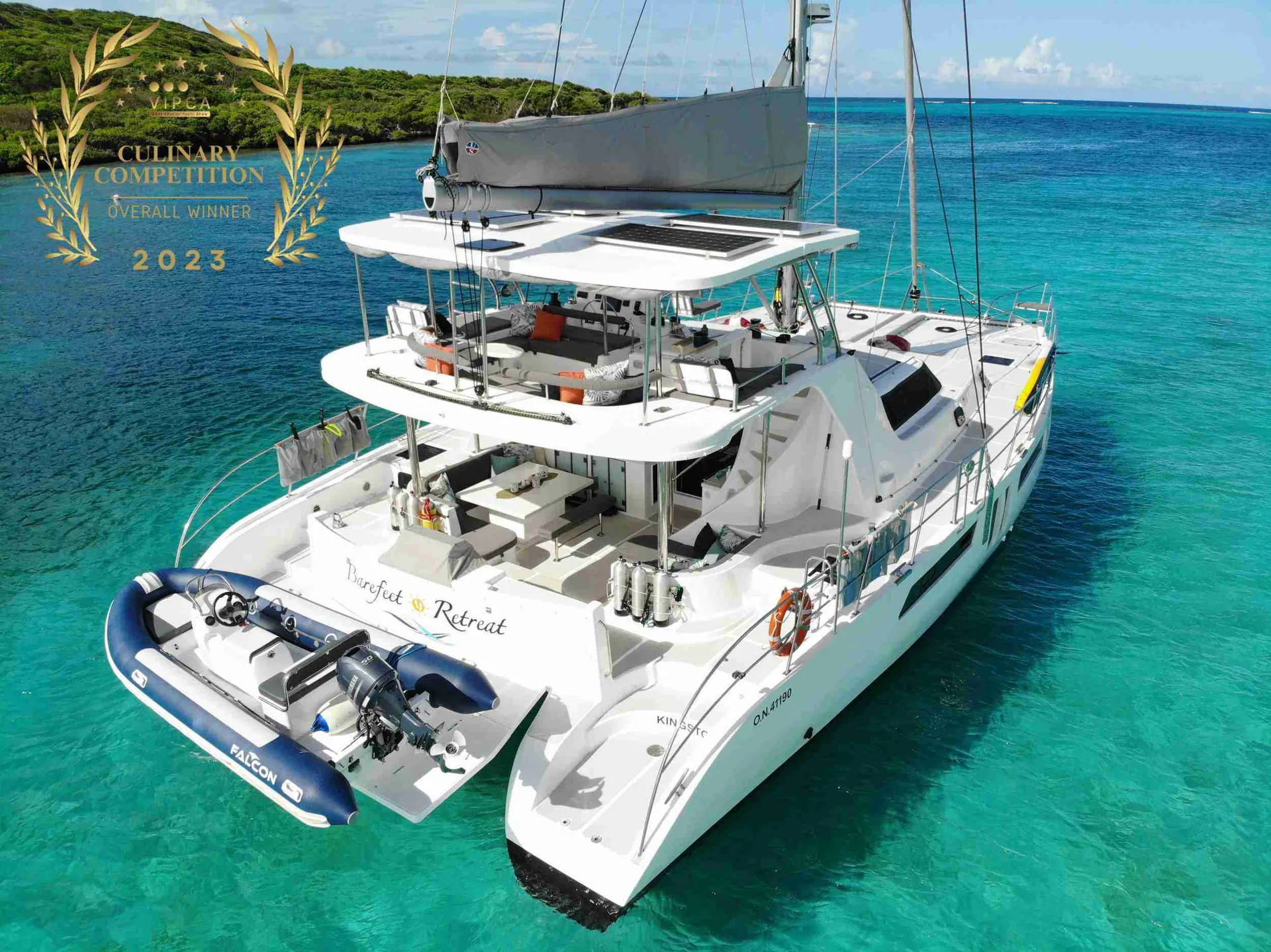 Barefeet Retreat at anchor