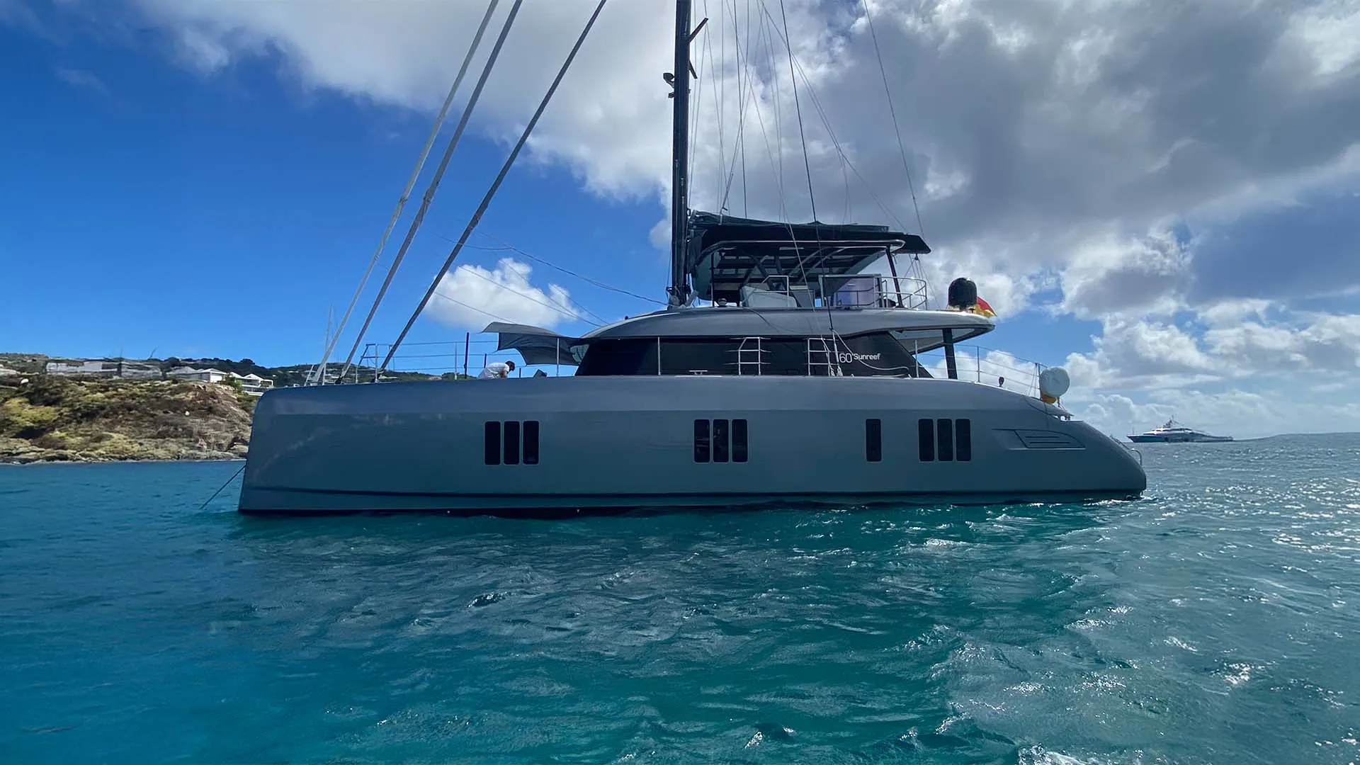Calma at anchor